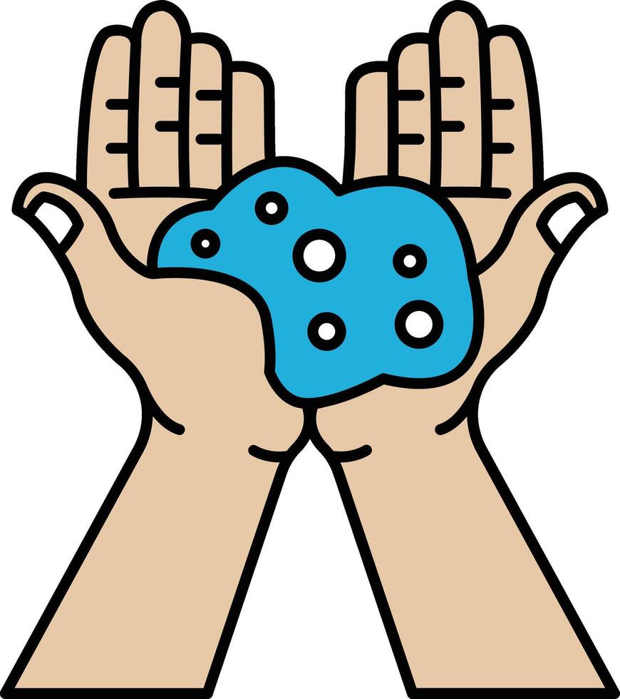 Two hands holding a soap bubbles vector