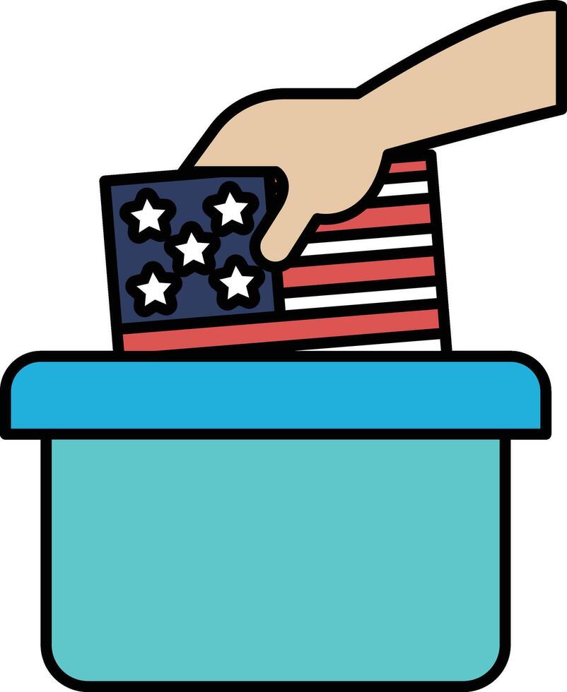 A hand is putting a piece of paper into a blue container vector
