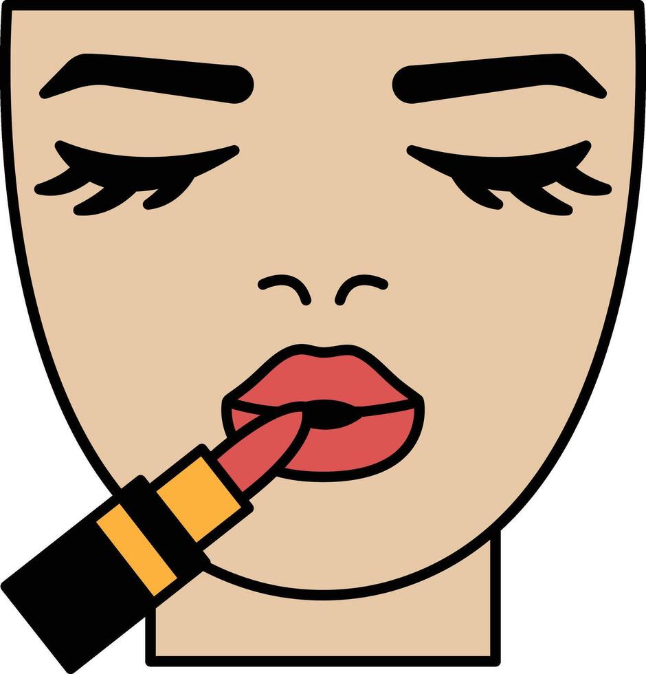 A woman is applying lipstick vector