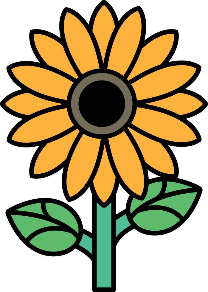 A yellow flower with a green stem and leaf vector
