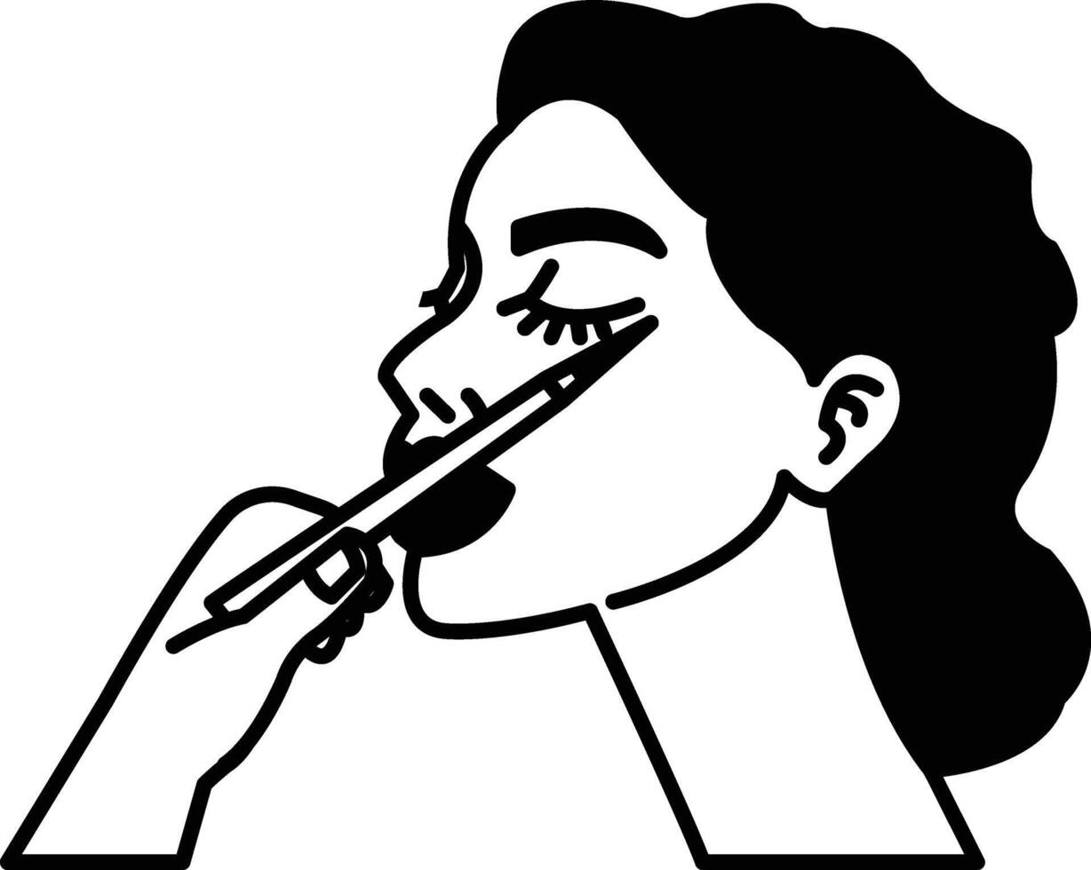 A woman is getting her eyelashes done with a pencil vector