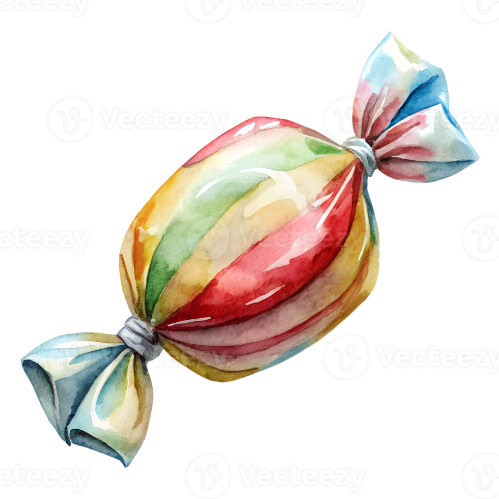 Watercolor hand drawn candy isolate on transparency background png