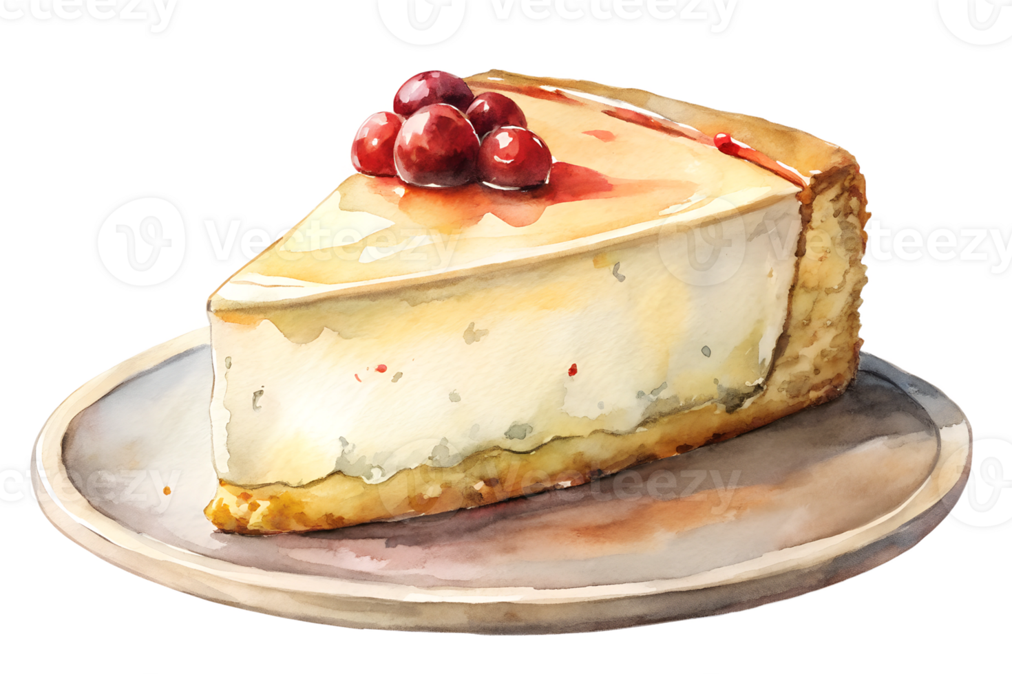 Watercolor hand drawn cheese cake png