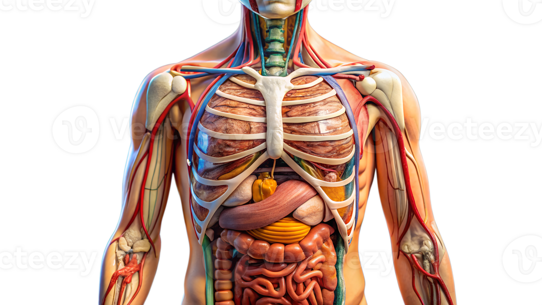 model showing internal organs isolate on transparency background png