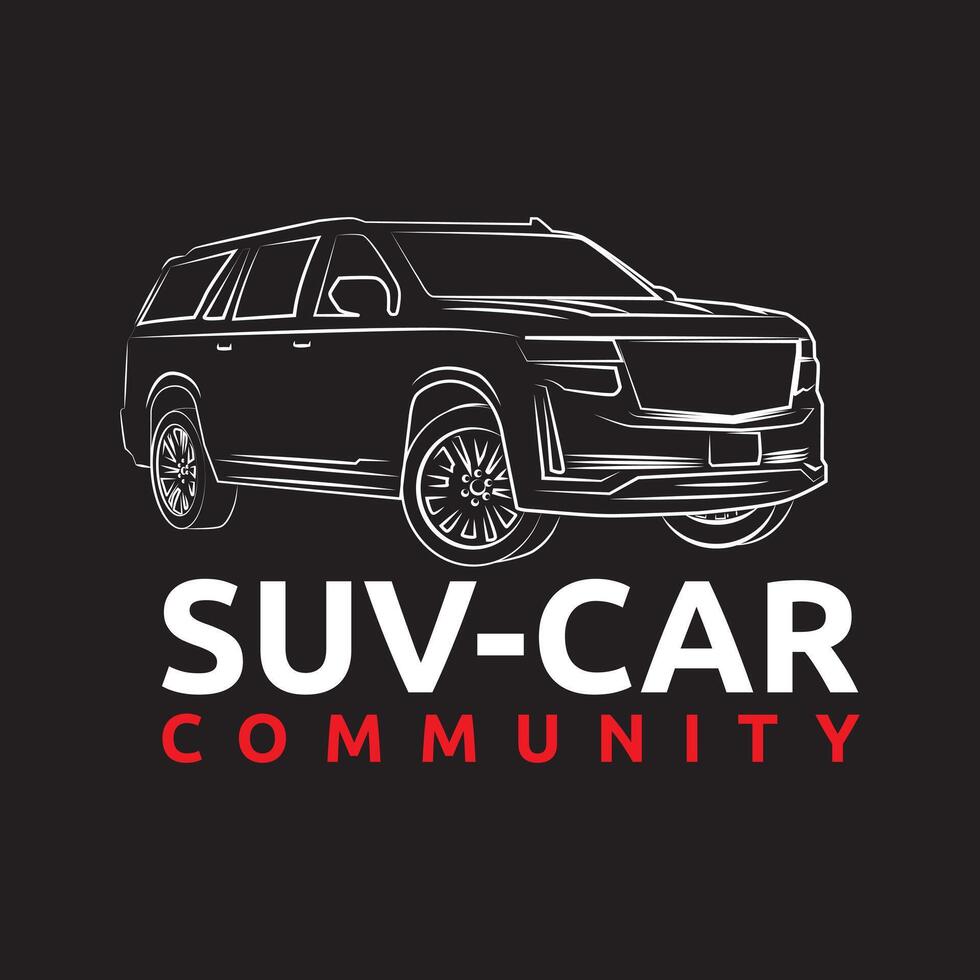 SUV car in line art style, suitable for car community logo template vector