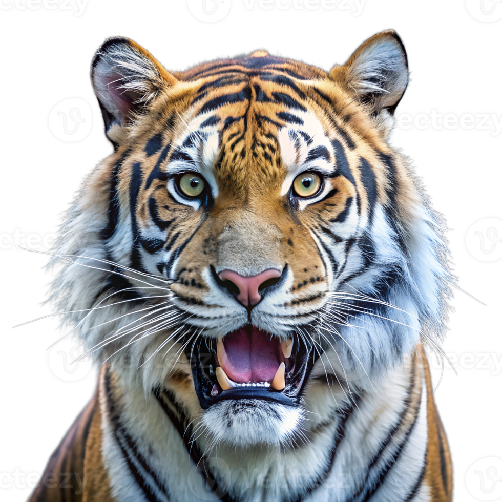 Angry and surprised tiger with a funny and excited expression png