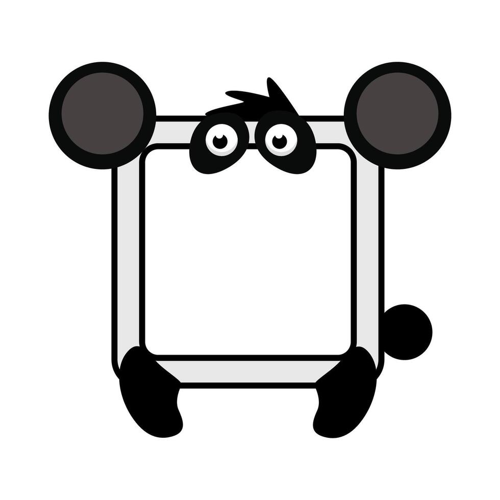 Cute cartoon square panda frame. Cartoon avatar for UI games. Empty animal frame for your kids decor, print or stickers vector