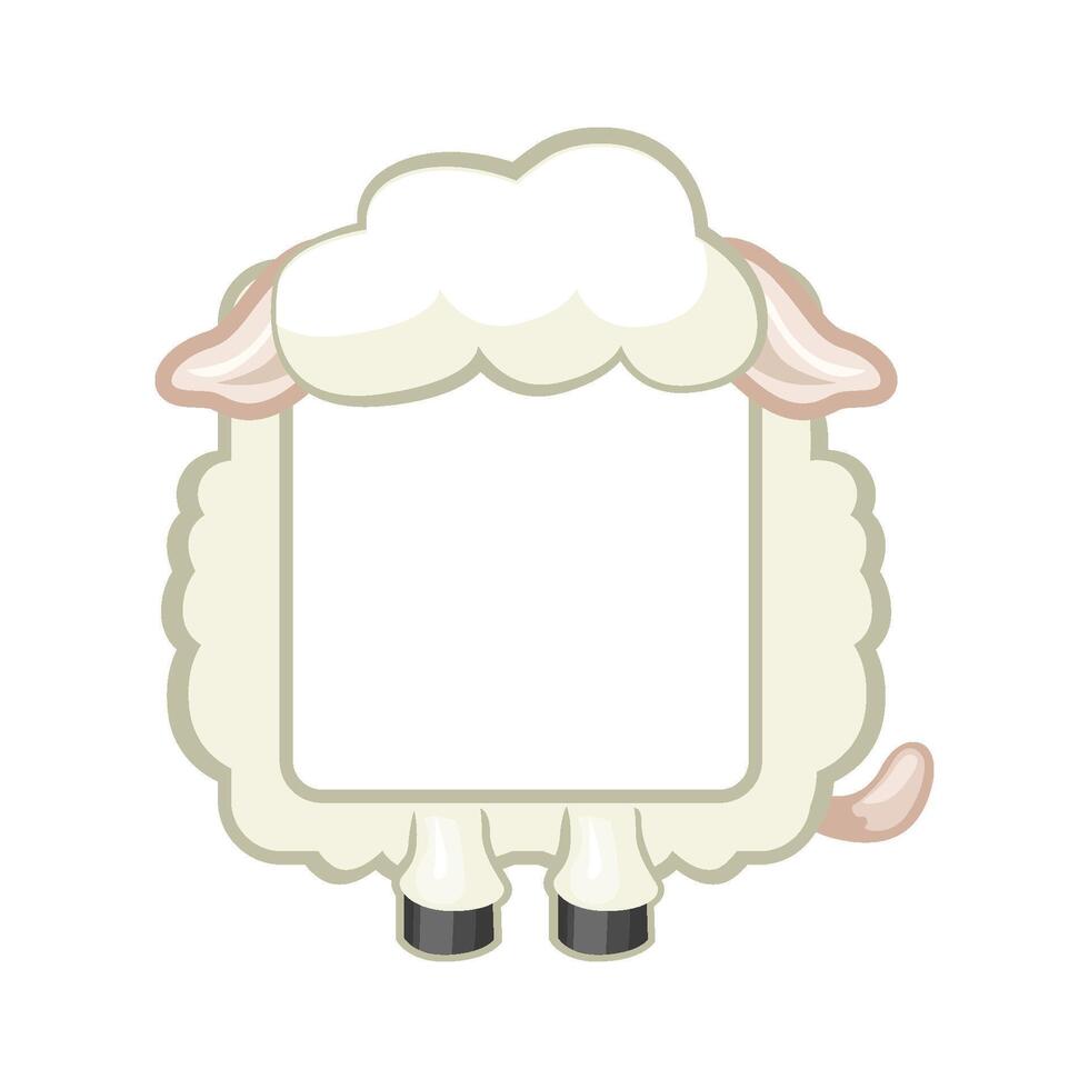 Cute square sheep frame. Cartoon avatar for UI games. Empty animal frame for your kids decor, print or stickers vector