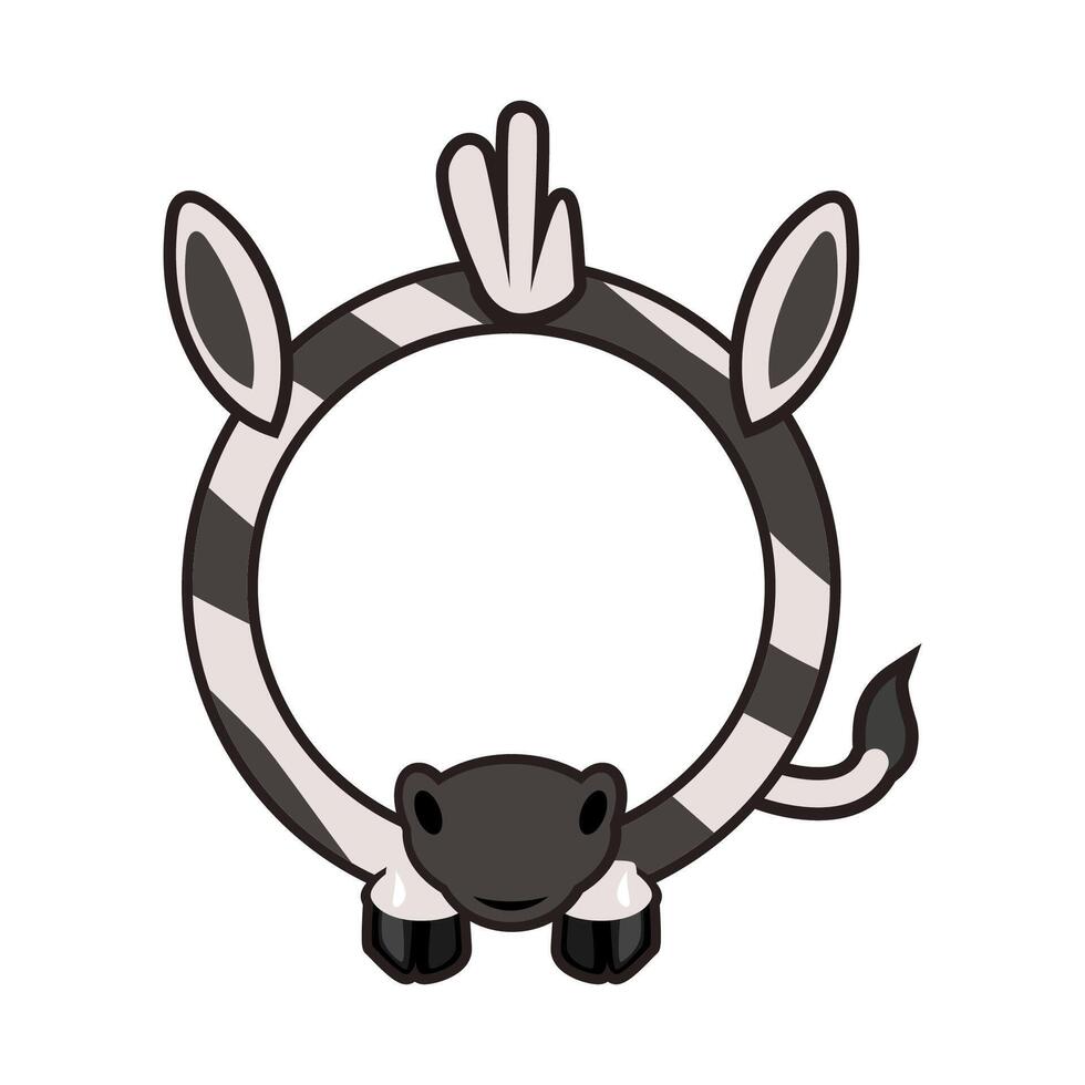 Cute circle Zebra frame. Cartoon avatar for UI games. Empty animal frame for your kids decor, print or stickers vector