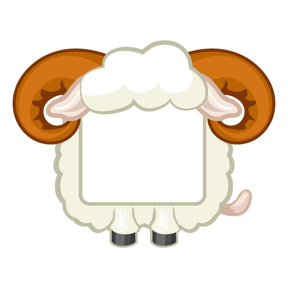 Cute square sheep or ram frame. Cartoon avatar for UI games. Empty animal frame for your kids decor, print or stickers vector