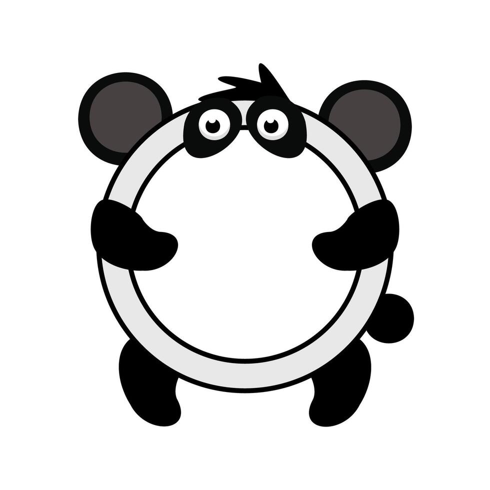 Cute cartoon circle panda frame. Cartoon avatar for UI games. Empty animal frame for your kids decor, print or stickers vector
