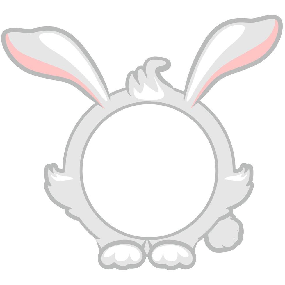 Cute circle bunny or rabbit frame. Cartoon avatar for UI games. Empty animal frame for your kids decor, print or stickers vector
