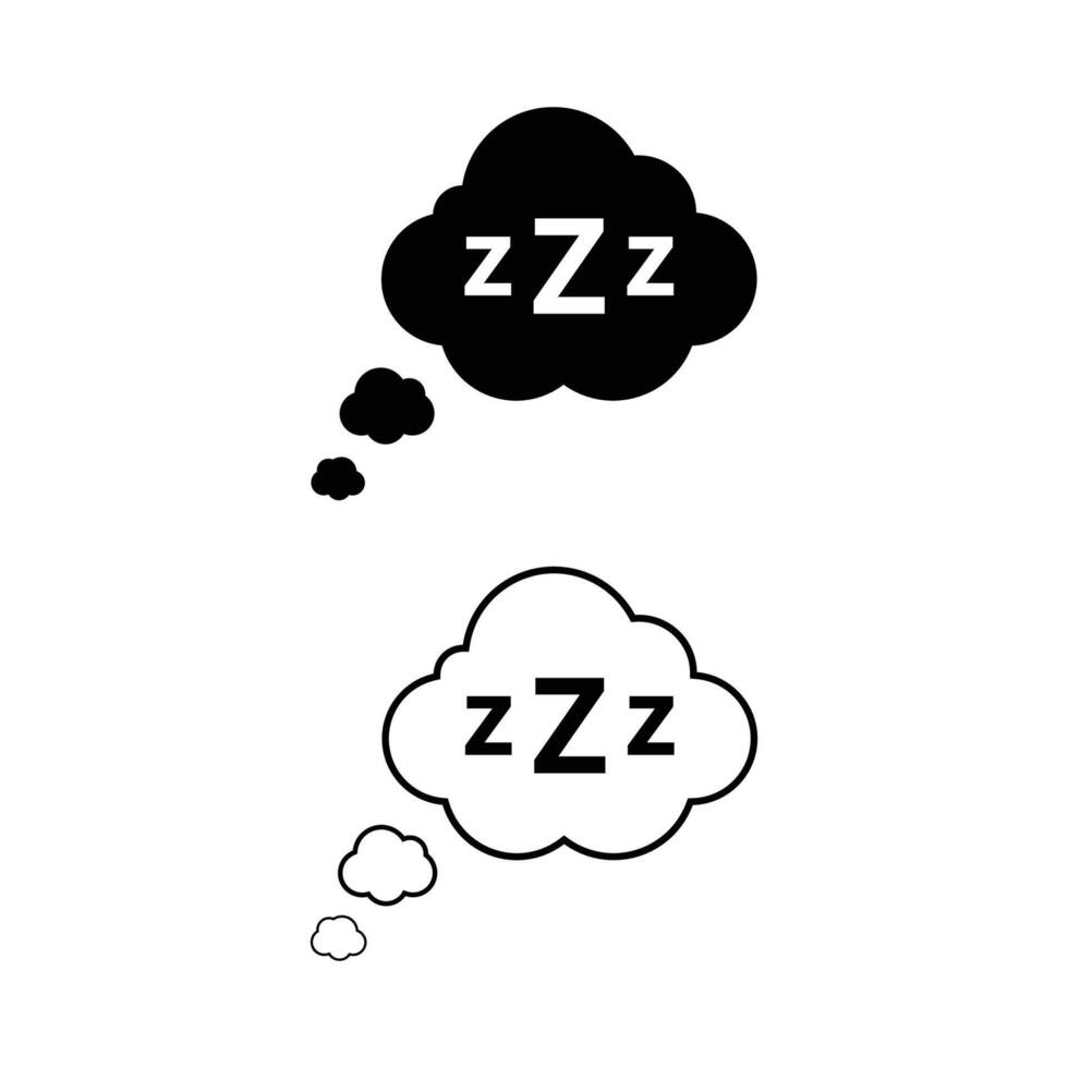 Zzz icon set. sleep sign collection. Sleep rest, sleepy ZZZ talk bubble, dream. vector