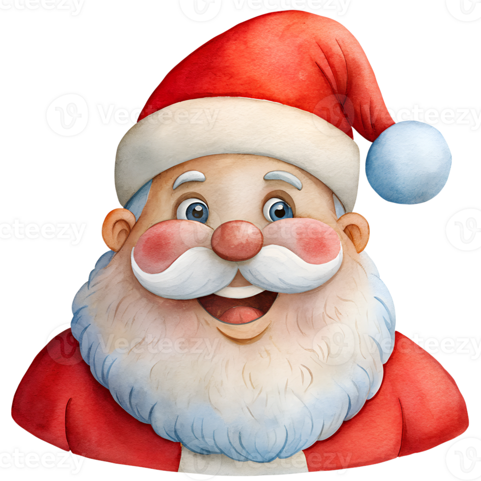 Watercolor hand drawn Santa isolate on transparency background png