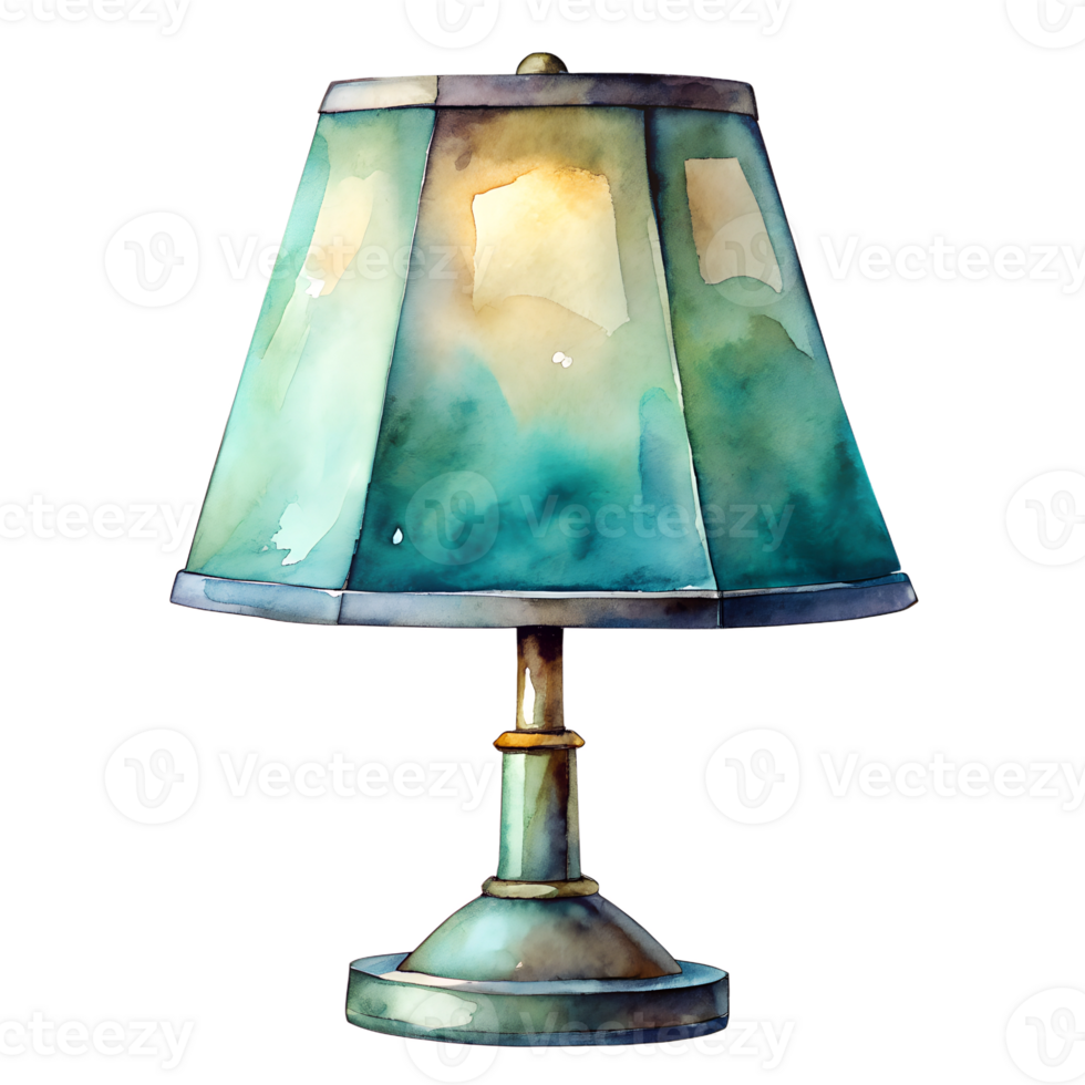 Watercolor hand drawn table lamp isolate on transparency background png