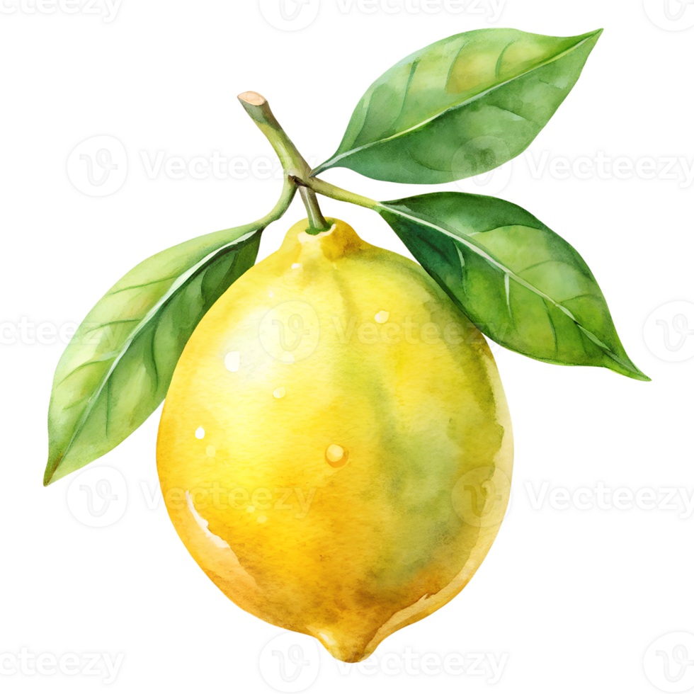 Watercolor hand drawn lemon isolate on transparency background png