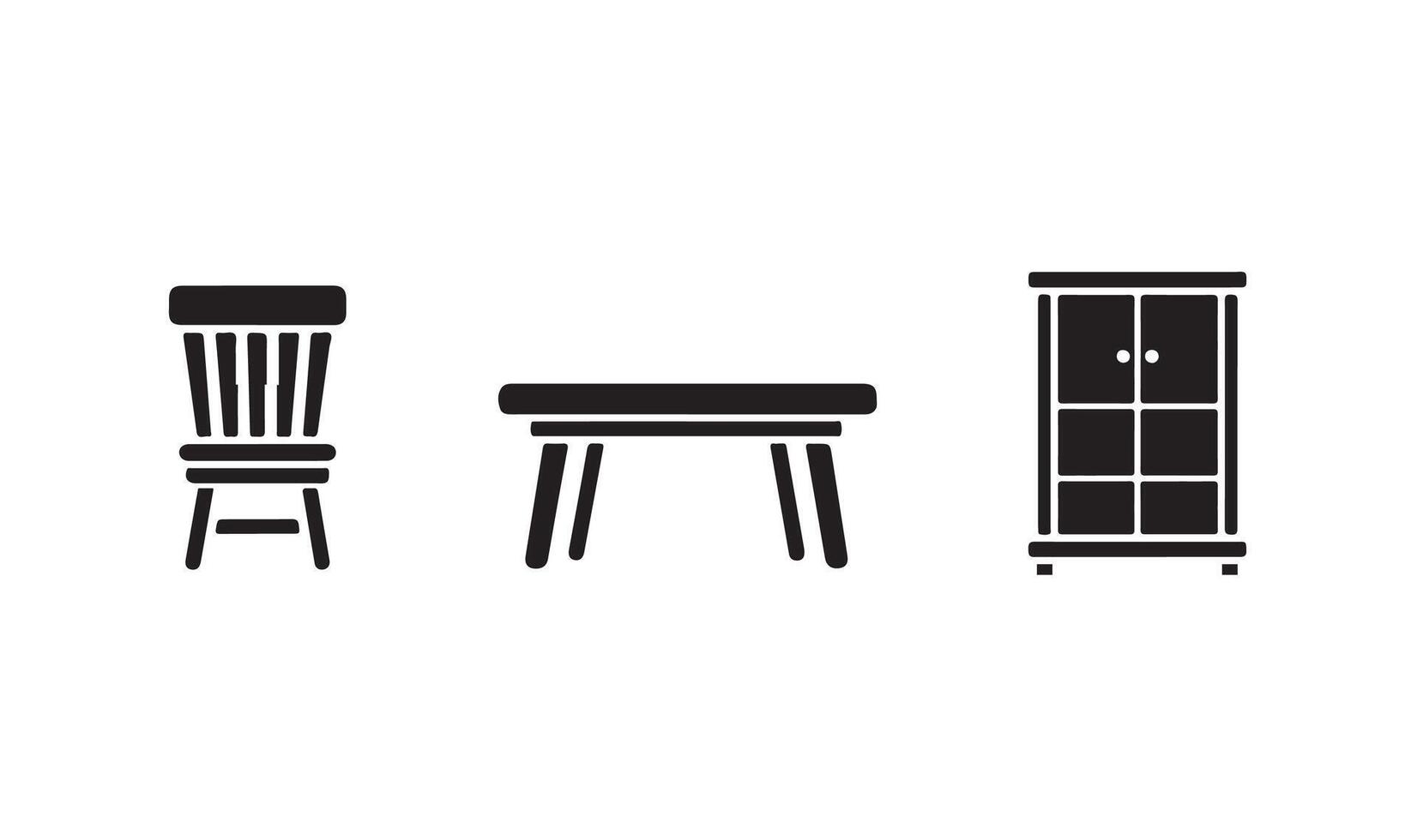 A set black and white silhouette Furniture collection isolated on a white background. vector