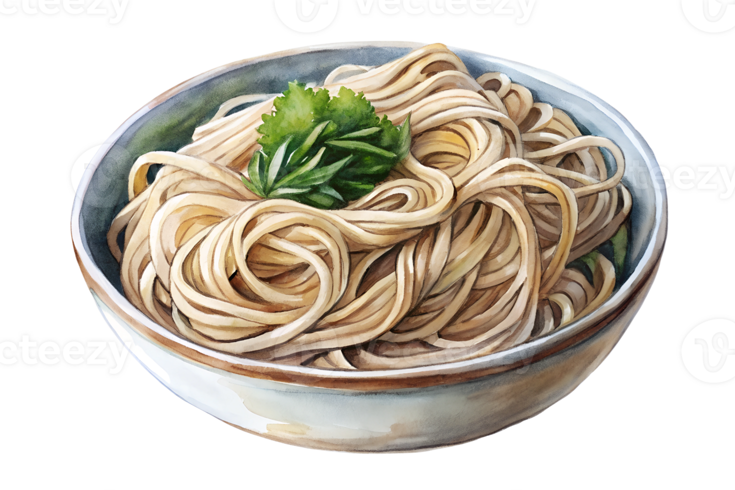 Watercolor hand drawn Soba Noodles png