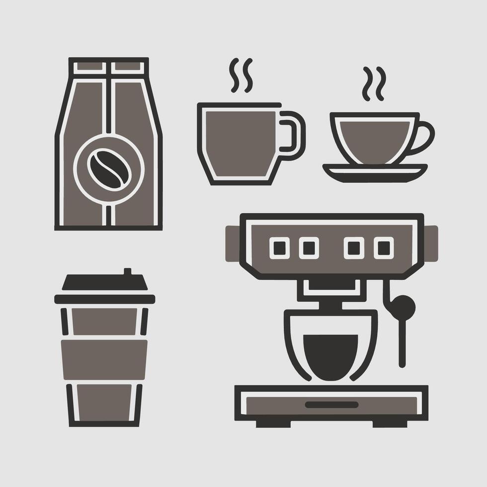 Coffee in Flat Design icon collection set vector