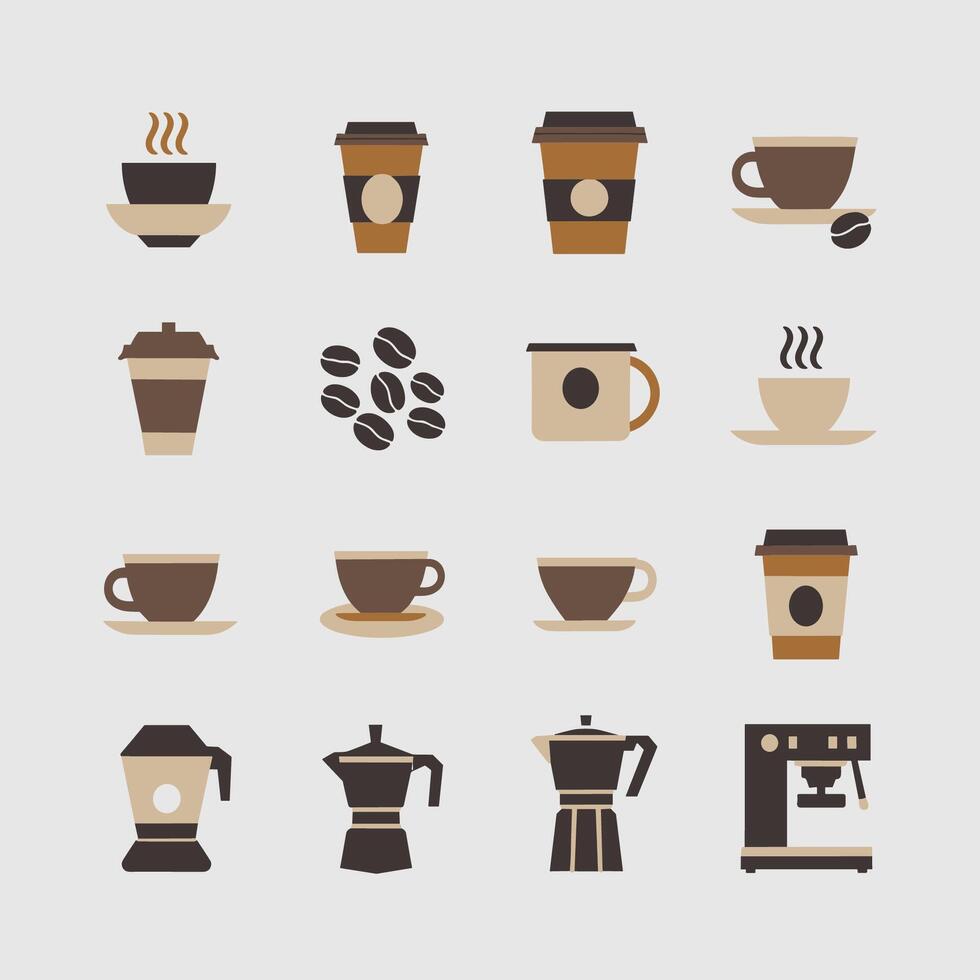 Coffee in Flat Design icon set vector