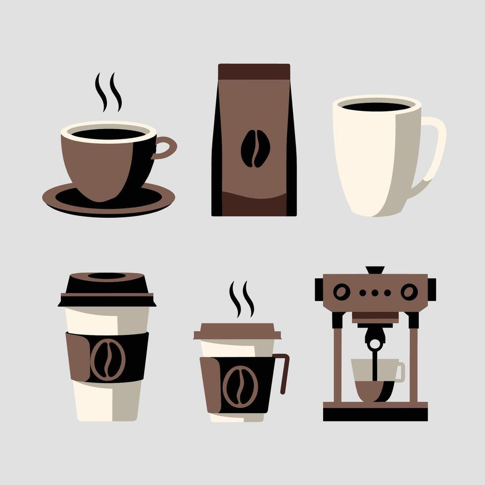 Coffee in Flat Design set vector