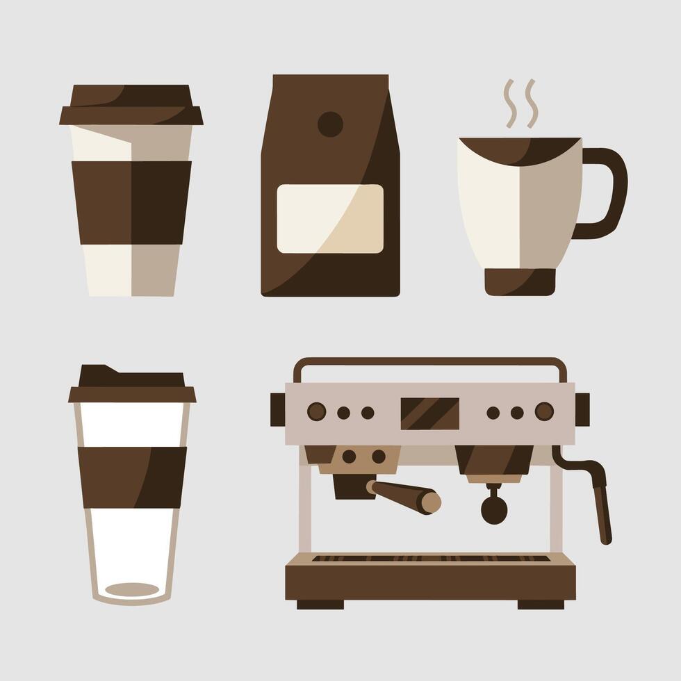 Coffee in Flat Design element set vector