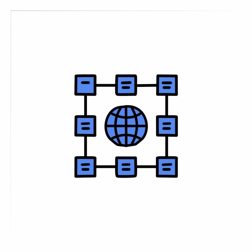 Blockchain icon. Flat illustration of blockchain icon for web design vector