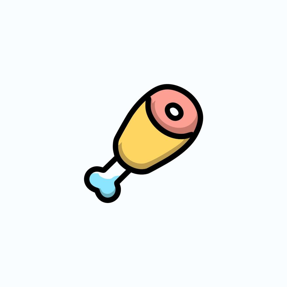 Chicken drumstick icon illustration. Flat linear style design. vector