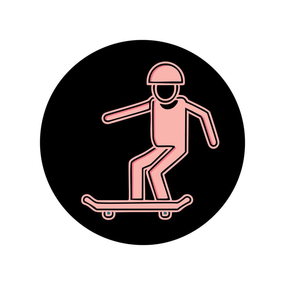 Child skateboarding color icon illustration vector