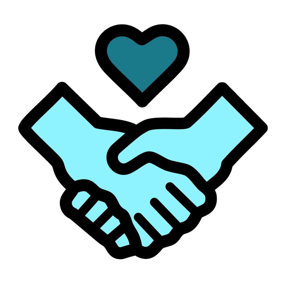 Handshake Heart Icon. Editable Bold Outline With Color Fill Design Illustration. vector