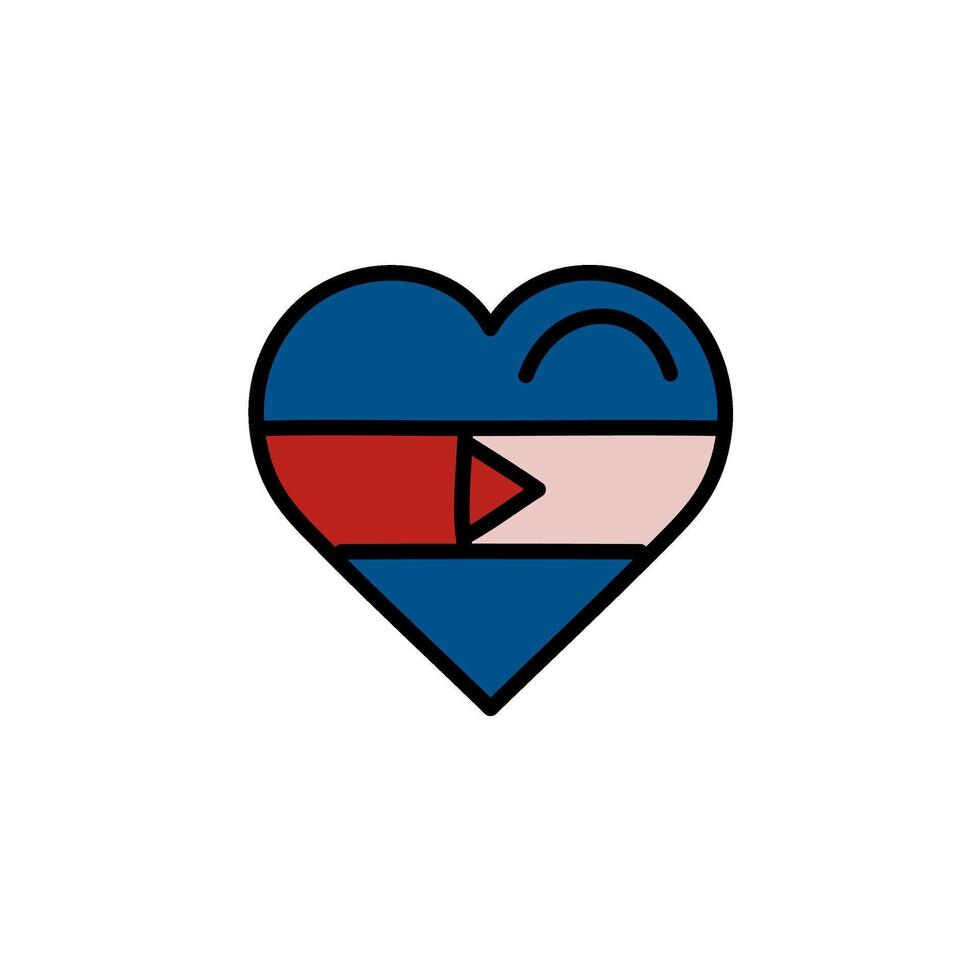 Flag of Russia in the shape of a heart illustration. vector