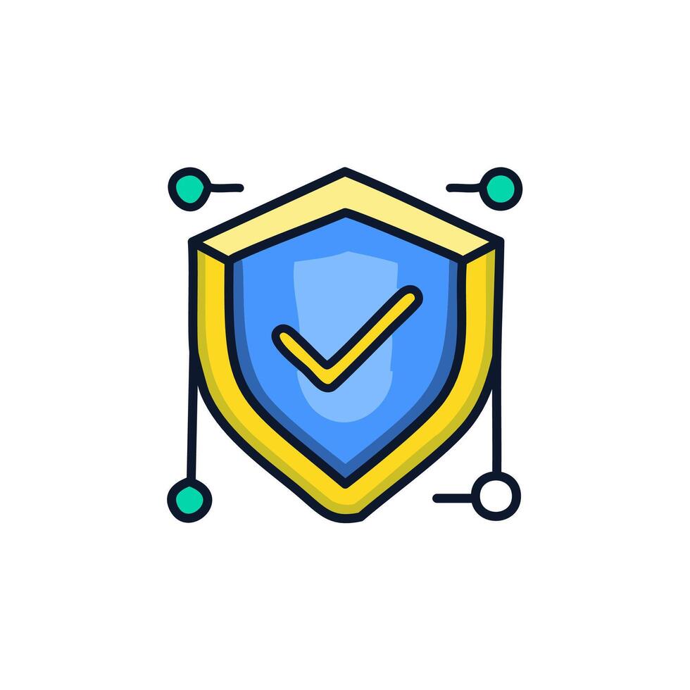 Blue protection shield color icon. Protect symbol illustration. vector