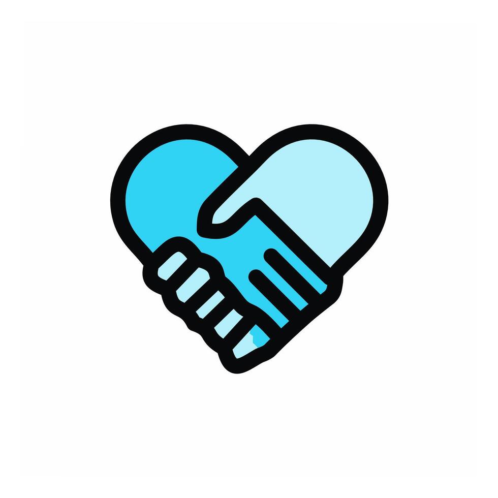 Blue handshake color icon illustration vector