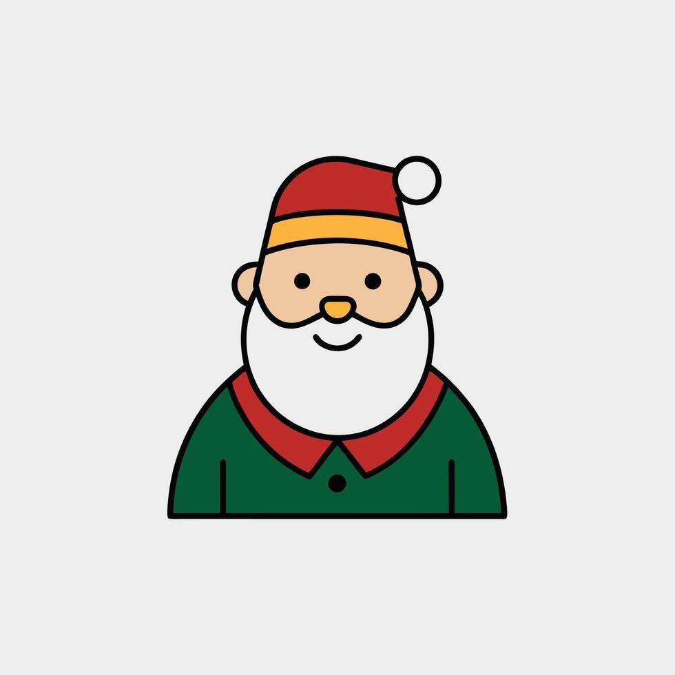 Jolly Santa Claus in red suit and colorless version for coloring. vector