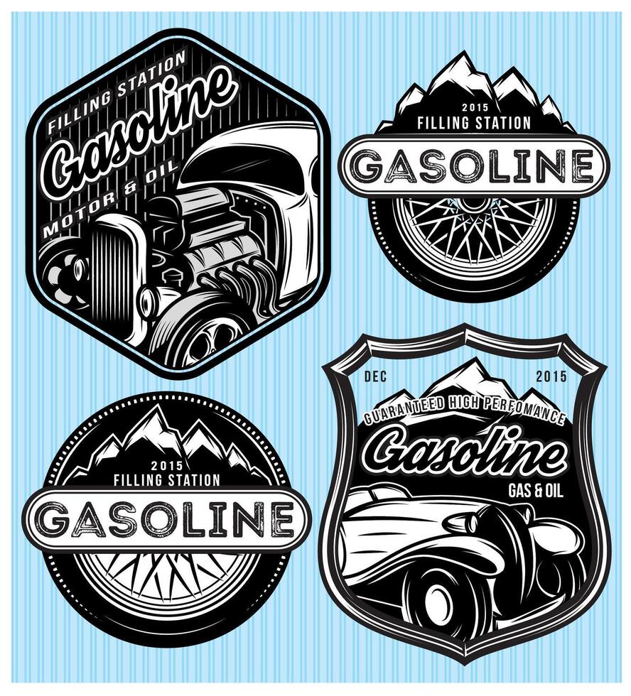 set of badges for advertising gasoline vector