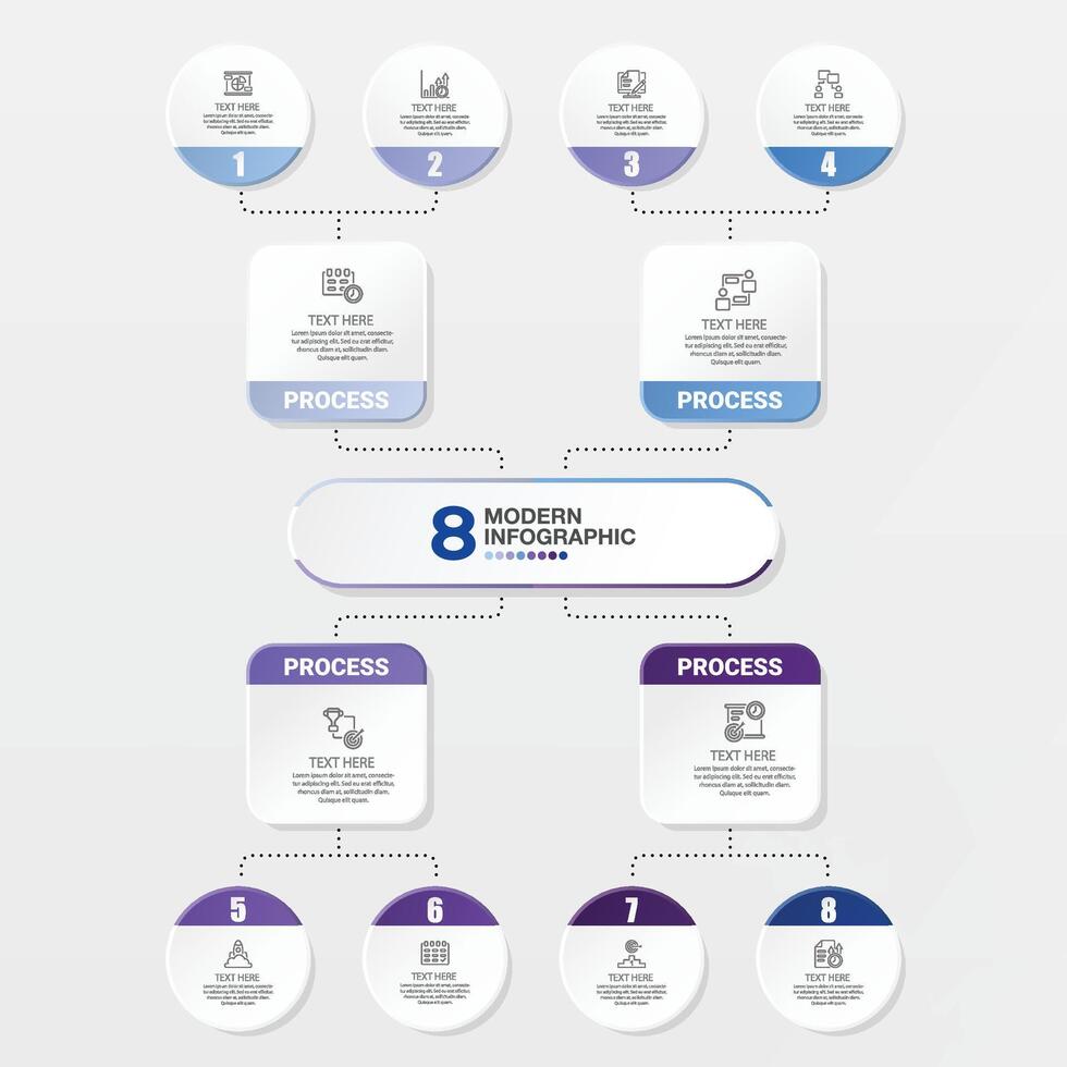 Modern infographic with 8 steps for presentation. vector