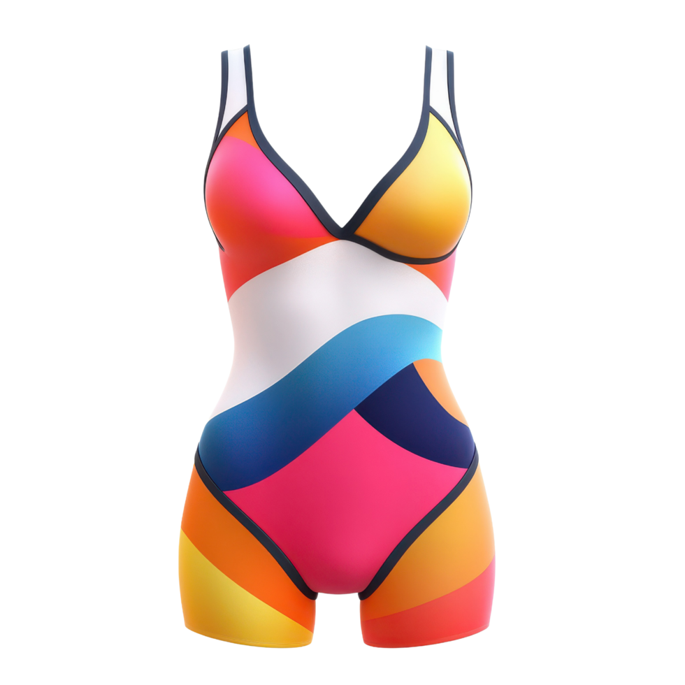 Sleek swimsuit design in vibrant summer colors 3d style on a transparent background png