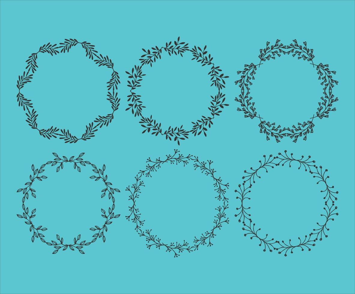 Set of hand drawn floral frames vector