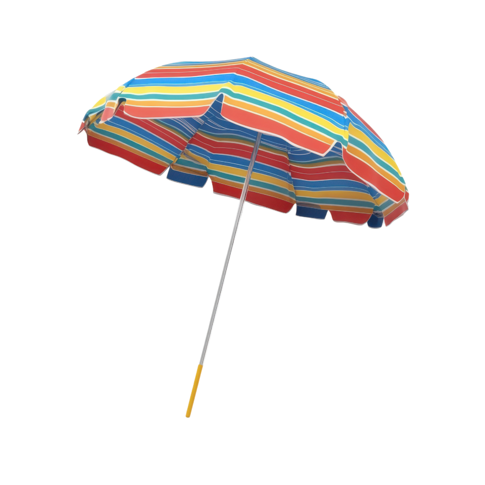 Vivid 3d beach umbrella with dynamic colors placed on a clear background png