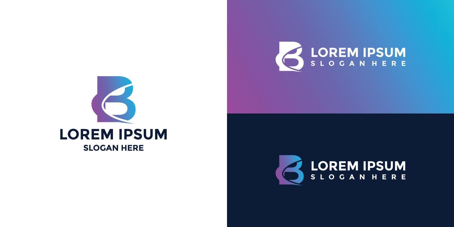 B letter logo with gradient color vector