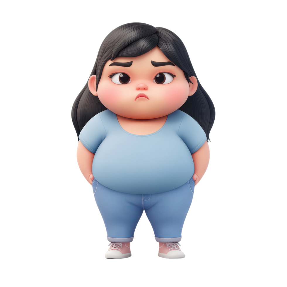 3d style portrait of a girl with a thoughtful expression promoting self-care and wellness png