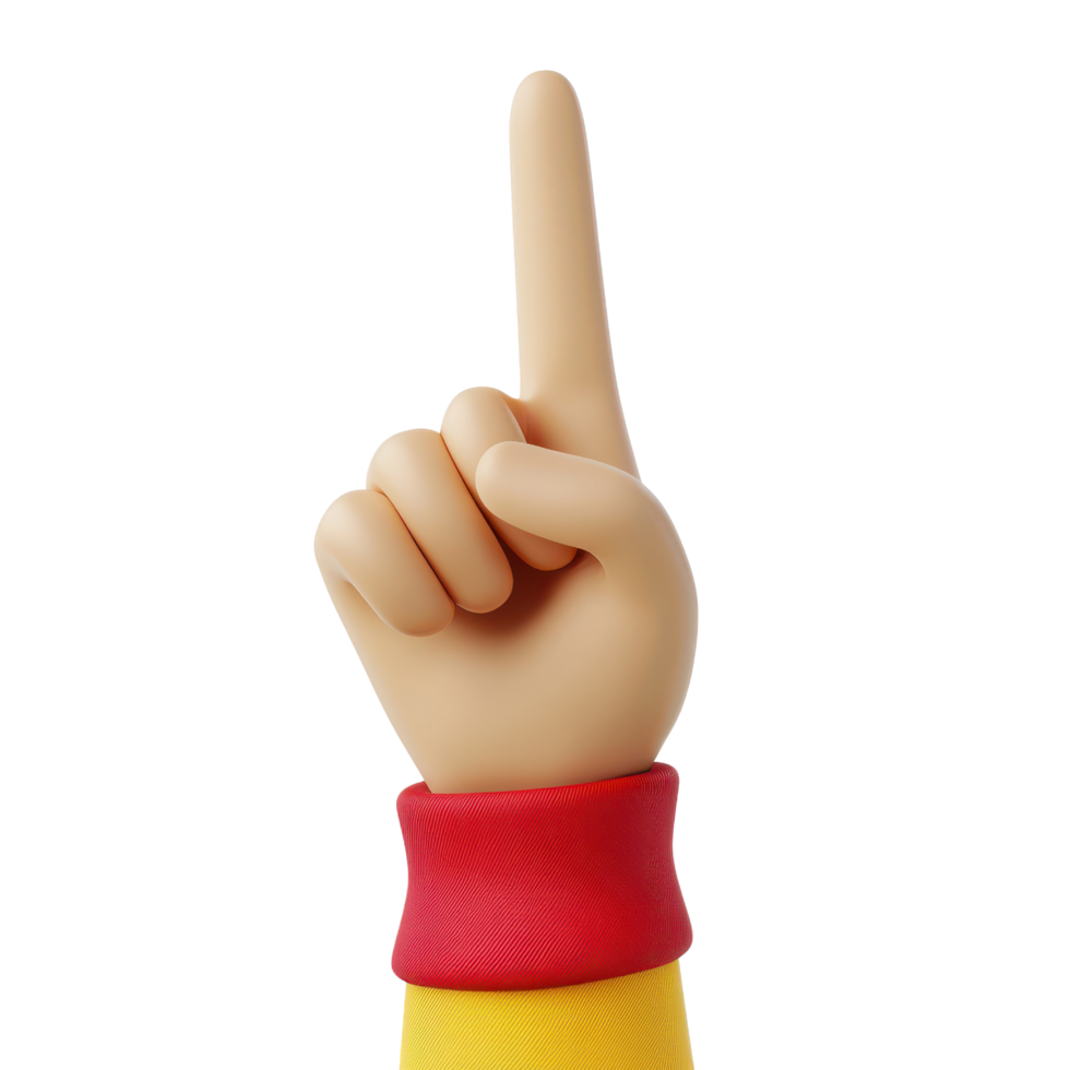 3d hand with pointing index finger isolated on a transparent background png