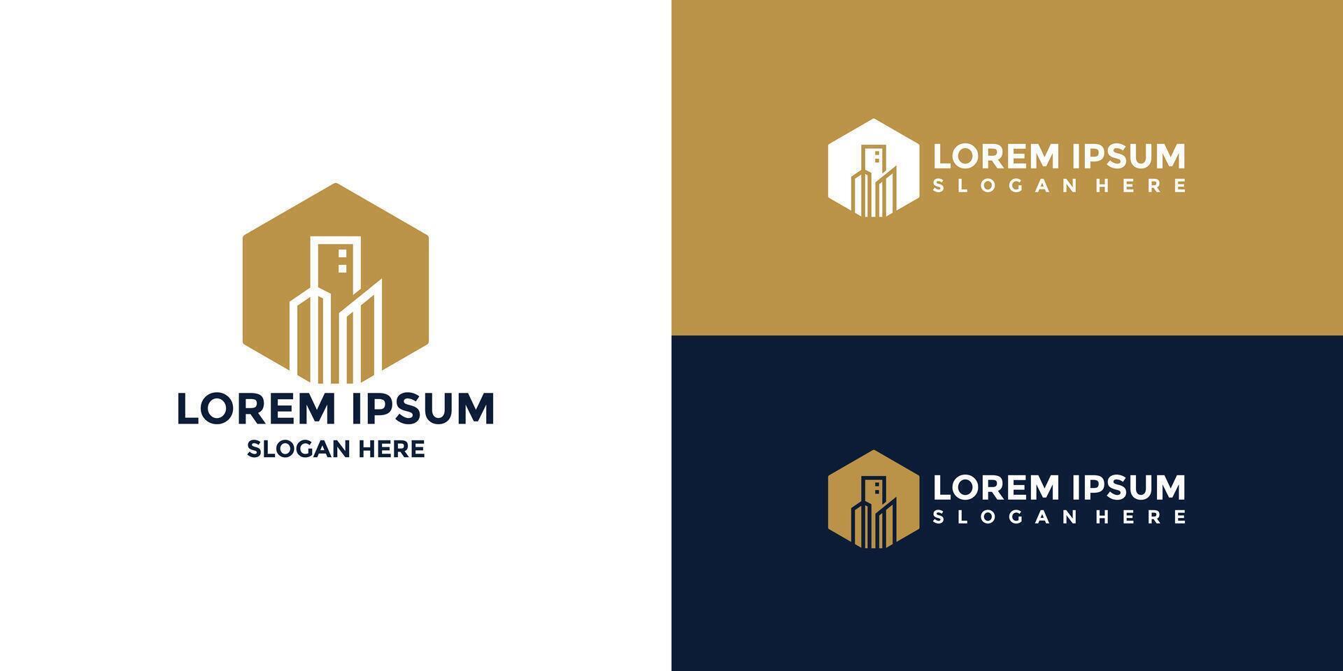 building logo with gold color vector