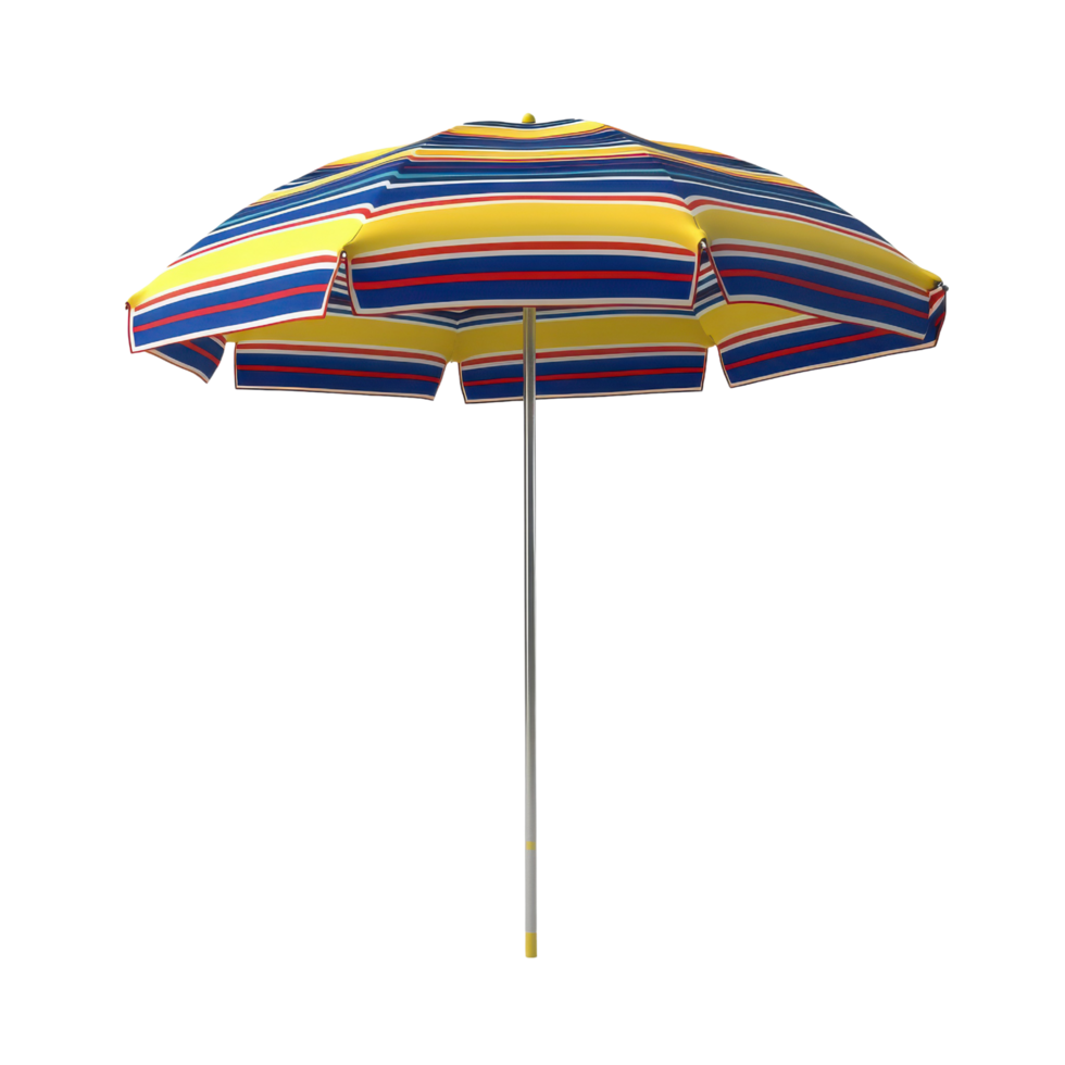 Elegant 3d beach umbrella in bright shades placed on a transparent background png