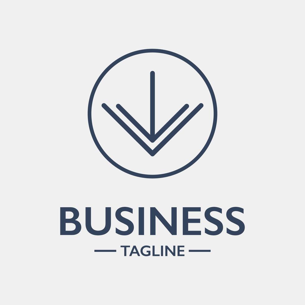 Business logo with arrow pointing down vector