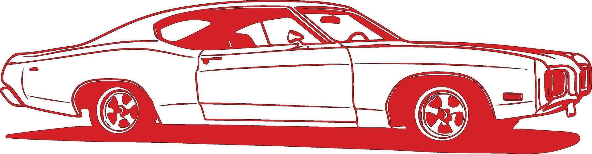 A red and white car is shown in this illustration vector