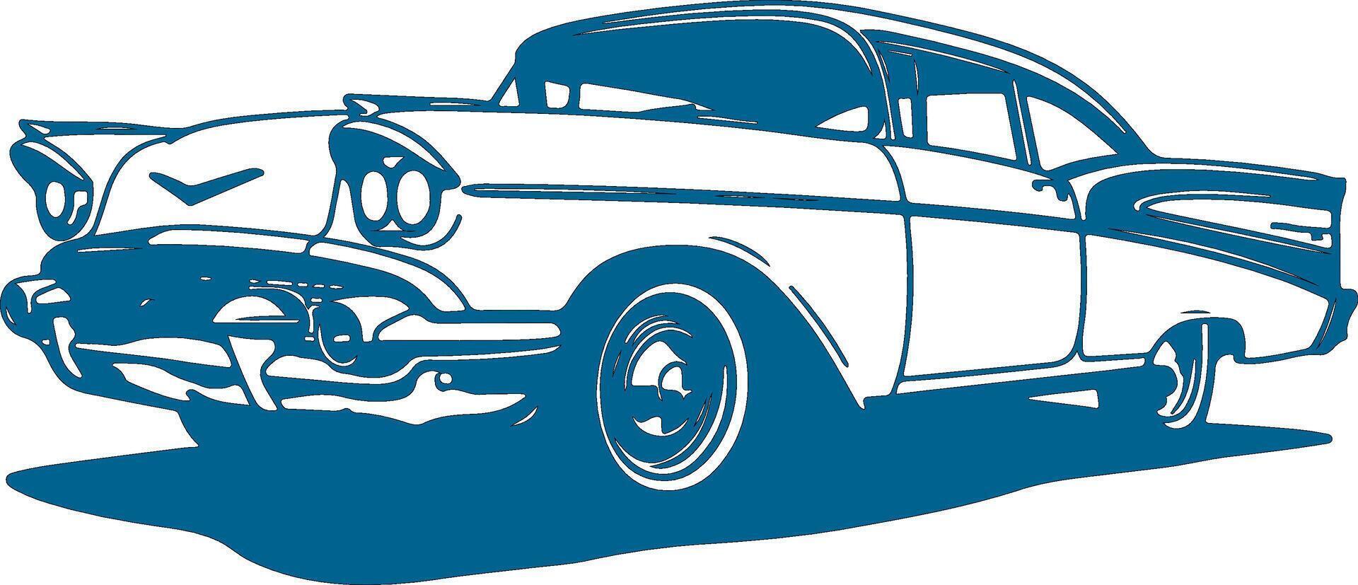 An old car is shown in blue on a white background vector