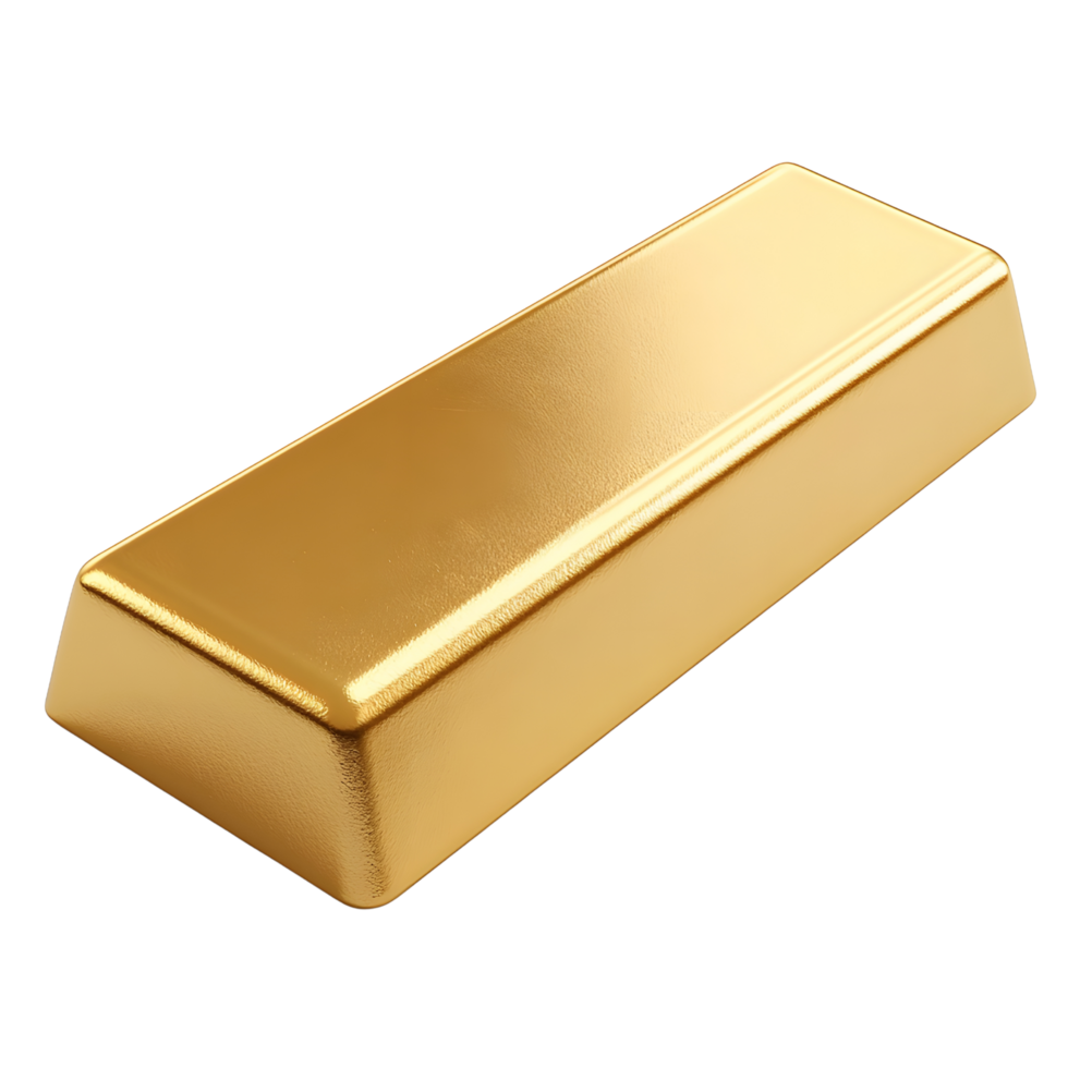 Realistic 3d gold bar showcased on a clean transparent background png