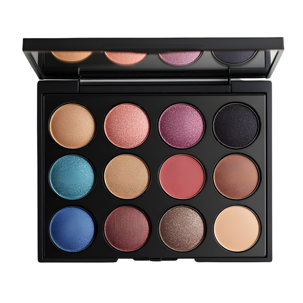 A 3D eyeshadow palette on a transparent background png