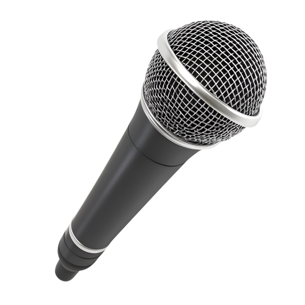 A 3D microphone isolated on a transparent background png